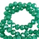 Faceted glass beads 3x2mm disc Lake green-pearl shine coating